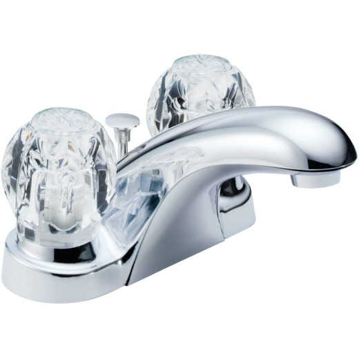 Delta Foundations Chrome 2-Handle Knob 4 In. Centerset Bathroom Faucet with Pop-Up